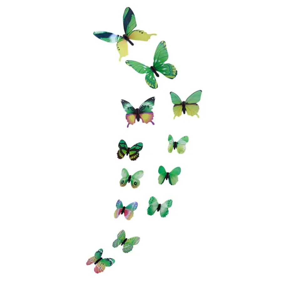 12pcs Luminous glow in dark Butterfly Design Decal Magnetic magnet sticking 3D double feather butterfly fridge stickes 802