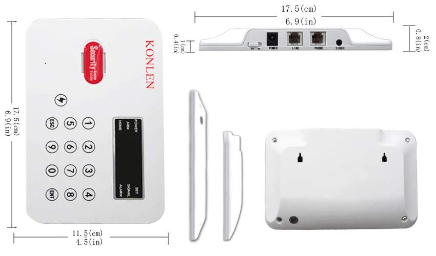 alarm control panel size