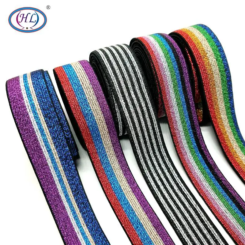 

HL 25MM 2 Meters/lot Colorful Hot Stamping Elastic Bands DIY Webbing Apparel Bags Sewing Accessories