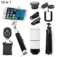 8X телефото зум-объектив рыбий глаз Широкий формат макро Оптические стёкла телескоп для Iphone 4 5 6 S 7 8 плюс сотовый телефон Камера Lentes комплект