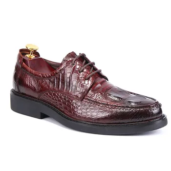 

Italian Style Thick heel Goodyear Oxfords Crocodile Leather Formal Breathable Handmade Mans Shoes