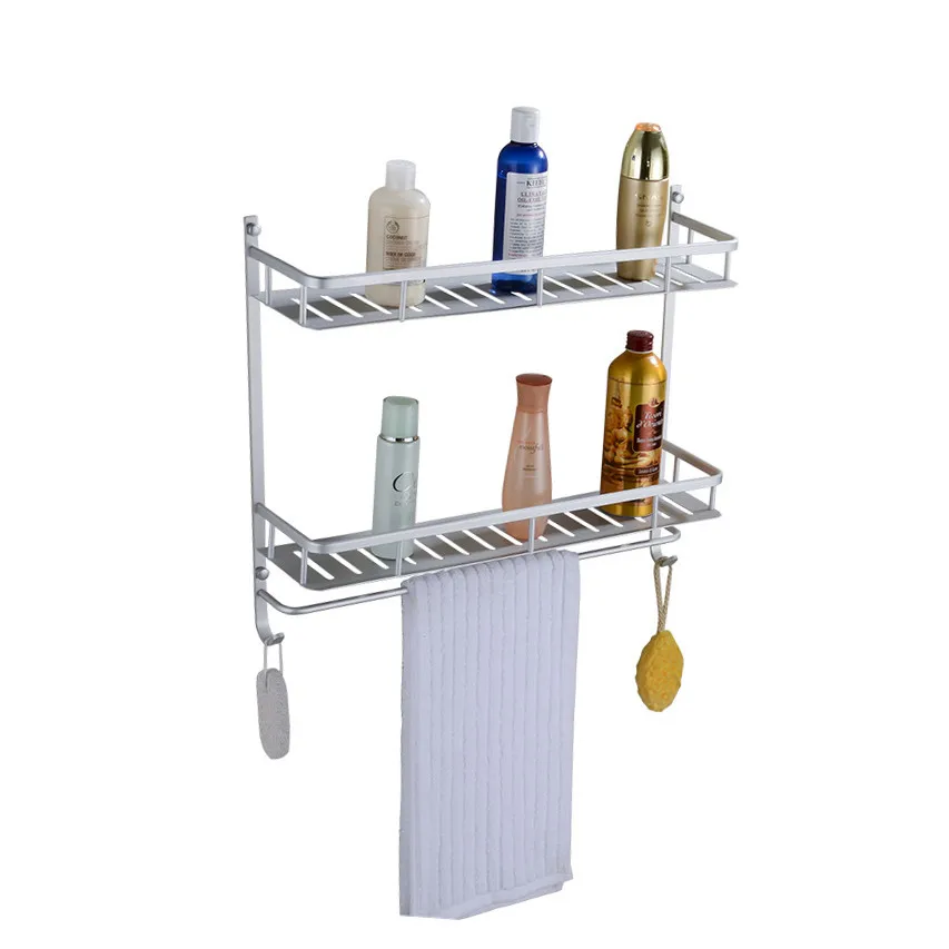 40/50cm Bathroom Rack Space Aluminum One/Two Layers Storage Rack With