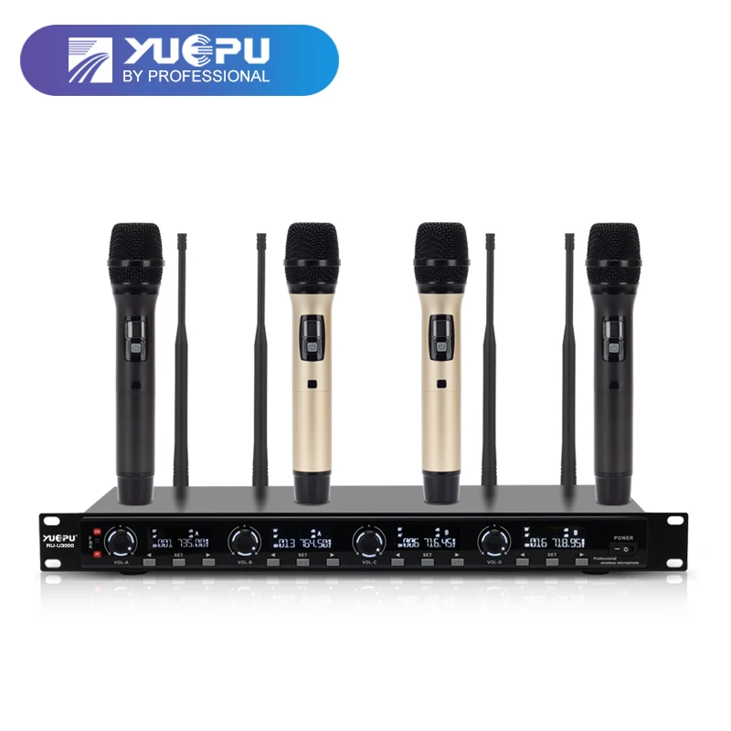 

YUEPU RU-U3000 4 Channels Conference Handheld Gooseneck Microphone Wireless Professional Karaoke for Stage Frequency Adjustable