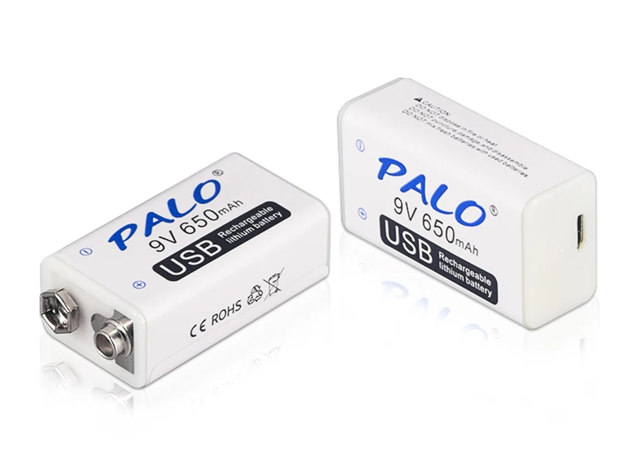 PALO 9V USB литиевая батарея 650mAh 6F22 6LR61 литий-ионная аккумуляторная батарея для игрушек массажеры мультиметры гитара с USB кабелем