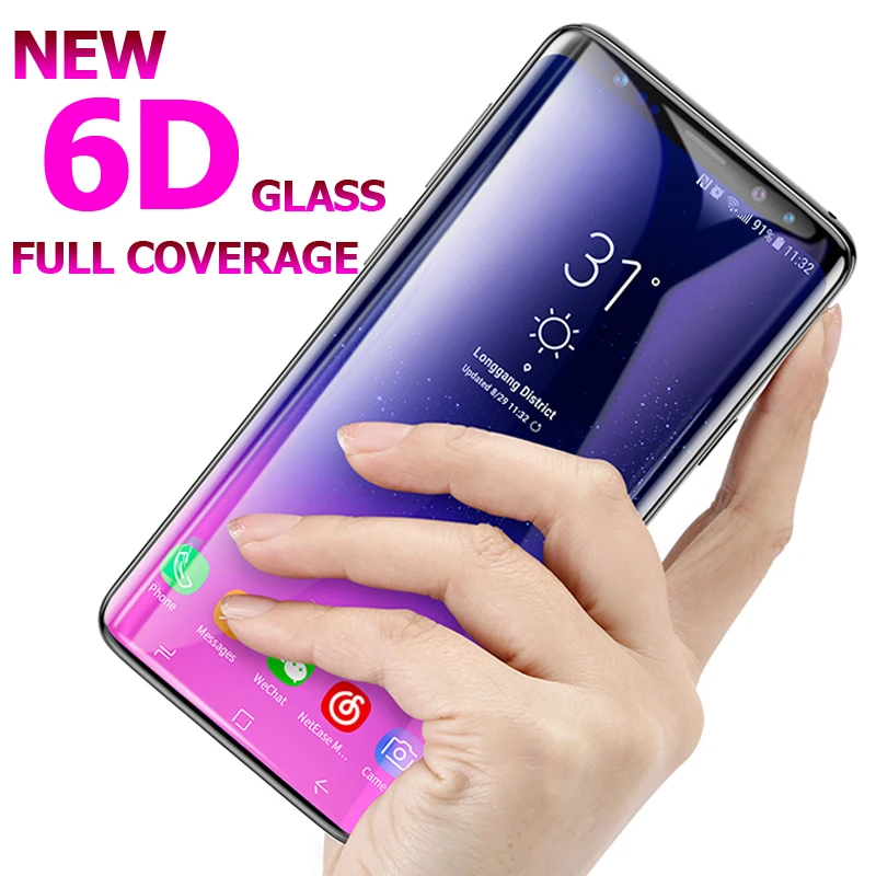 6D Tempered Glass For Samsung Galaxy S8 Plus Note 8 9 7 S7 A8 A6 Screen Protector Film 5D S9 Full Cover | Мобильные телефоны и