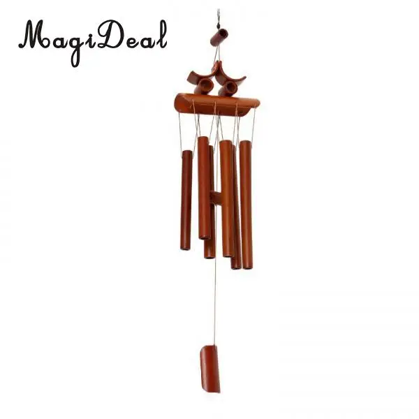 MagiDeal high quanlity Handmade Bamboo Tubes Oriental Hanging Bell Wind Chime Feng Shui Ornament
