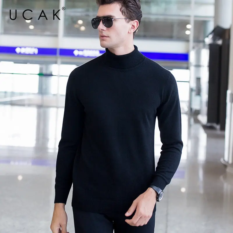 UCAK, брендовый мужской свитер, классический, Повседневный, Pull Homme, чистый мериносовый шерстяной пуловер для мужчин, Осень-зима, кашемировый свитер с высоким воротом, U3004