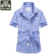 Afs джип бренд Рубашки домашние муж. Для мужчин рубашка Рубашка с короткими рукавами Оксфорд текстильная летняя рубашка Camisas Hombre Vestir плюс Размеры S-4XL