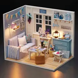 Кукольный домик поделки Кукольный дом модель миниатюрная мебель светодиодный 3D деревянный дом игрушки ручной ремесел подарок для детей H016