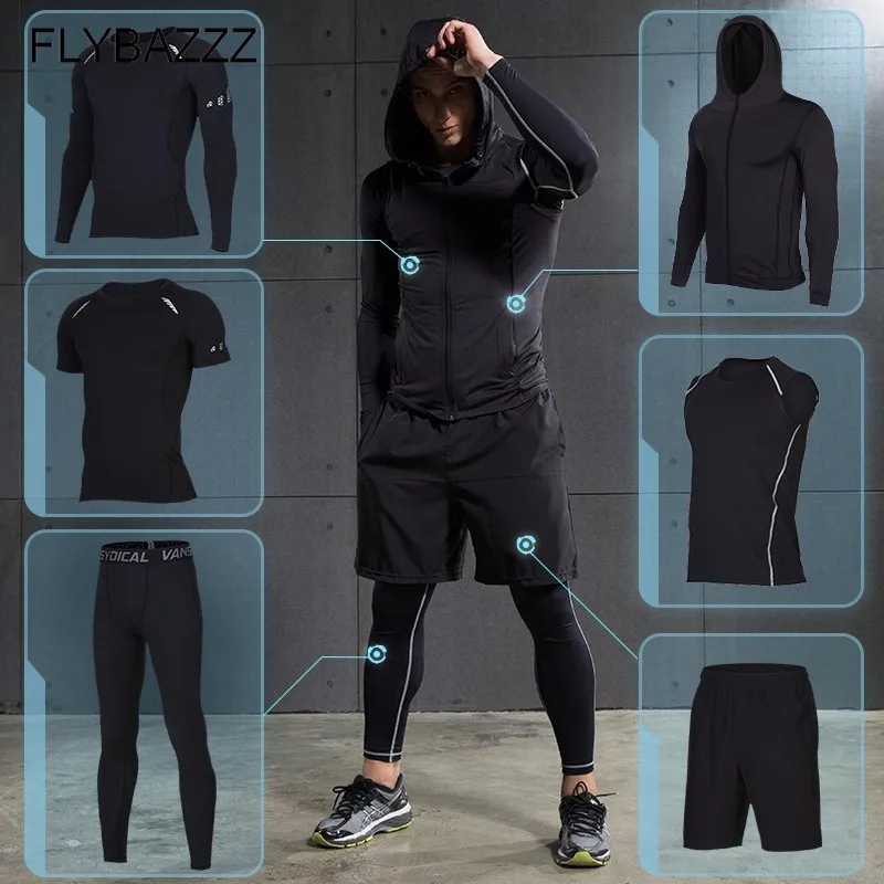 

Men's Sportswear Compression Sports Suits Training Clothes Workout Gym Tights Jogging Running Set Quick Dry Tracksuit Plus Size