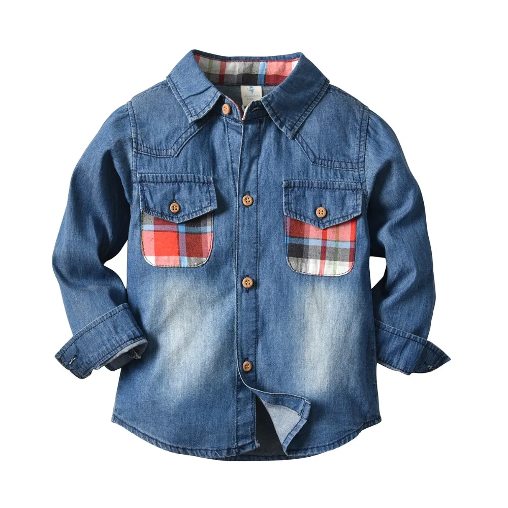 

Children Boys Shirts 2019 Spring Long Sleeve England Style Kids Girls Solid Blouse Baby Clothes For 2-7 Years