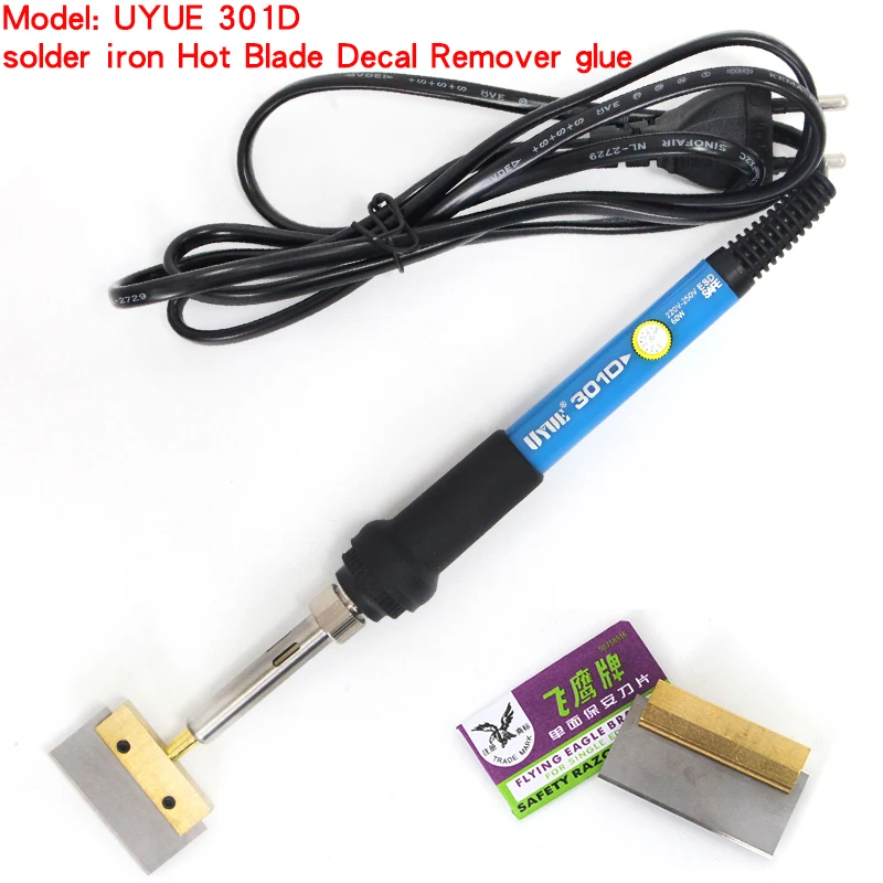 

301D 60W UV Glue Remove Clean Tool,Adjustable constant temperature soldering iron T-Type Tip+1pcs Blade for lcd screen repair