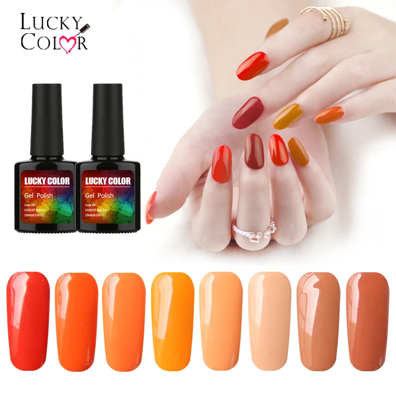 

Pure Orange Series Nail Polish Soak Off UV LED Semi Vernis Permanent Beauty Nail Art Tools 10ml 12 Colors Lacquer
