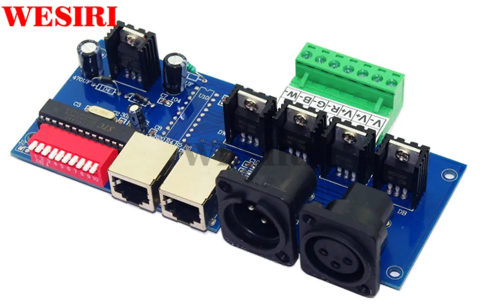 DC12V 24V 4 канала DMX512 декодер 4CH RGBW светодиодный контроллер с RJ45 для светодиодные