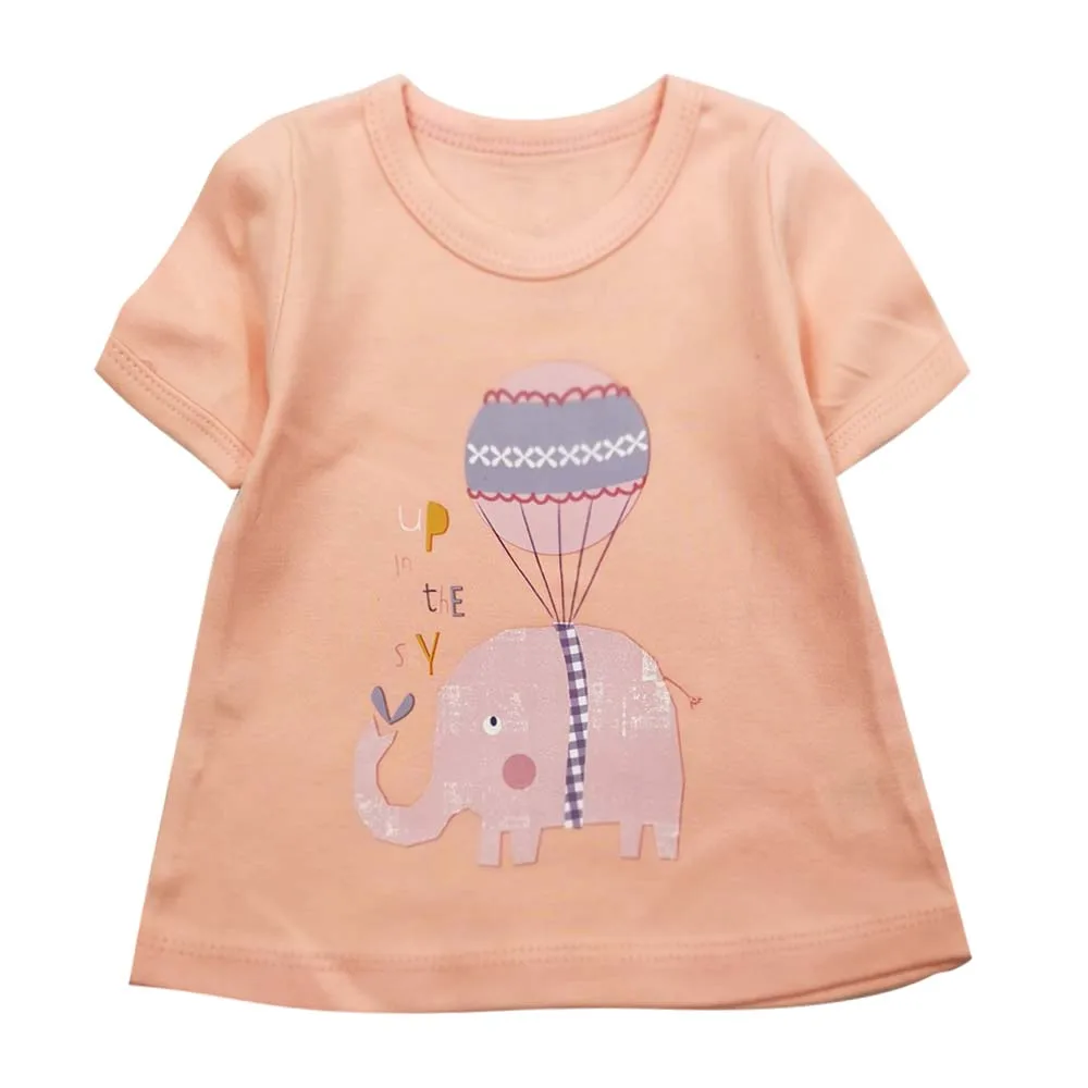 Одежда для маленьких девочек от 6 до 24 месяцев летняя футболка с короткими рукавами милая Одежда для новорожденных девочек С Рисунком Слона - Цвет: Армейский зеленый