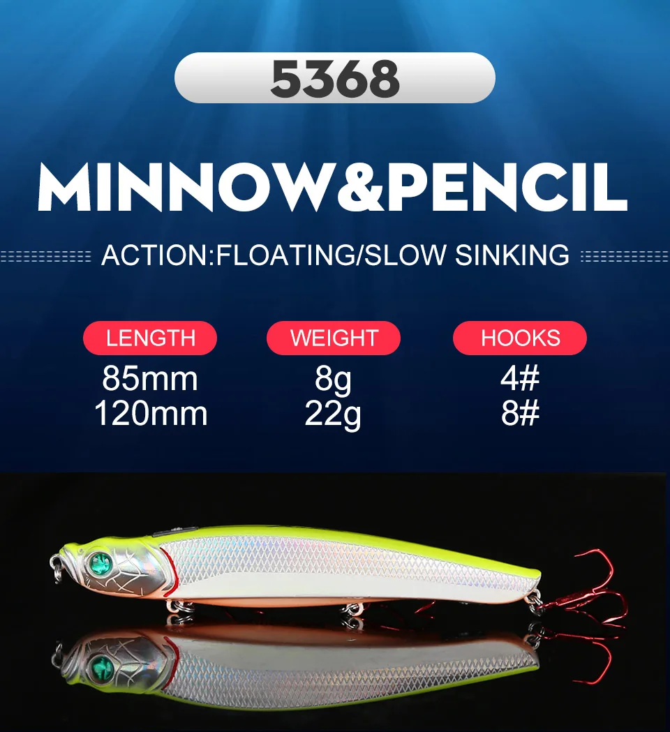 Kingdom Fishing Lures 58mm 8g, 22g Watery Beast Pencil Floating And Slow Sinking New Interesting Functional Design Baits (1)