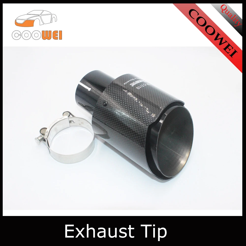 One piece 101MM Out glossy black paint MUFFLER pipe Akrapovic Carbon