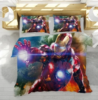 

Home Textile Chidren Iron Man Printed Bedding Set Soft Comforter Cover Duvet Cover Set with Pillowcase Twin Full Queen King Size