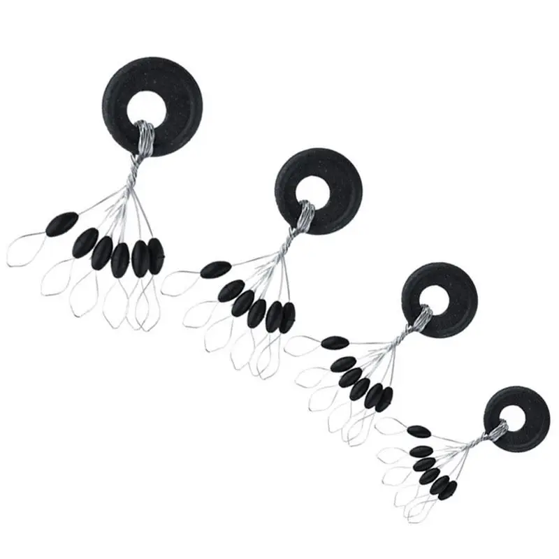 حار 10 قطعة/المجموعة 6 في 1 المطاط الأسود البيضاوي سدادة الصيد بوبر تعويم الاكسسوارات