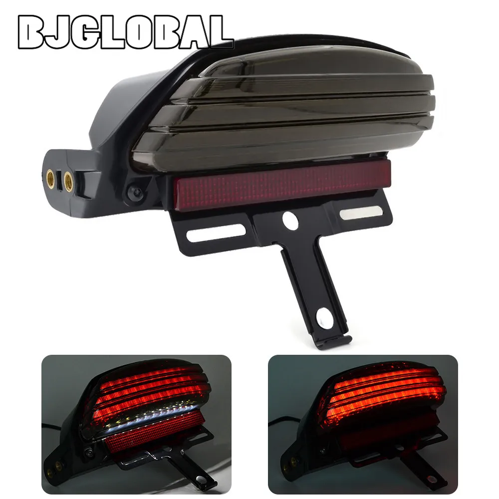 

BJGLOBAL Smoke Tri-Bar Fender LED Tail Brake Light For Harley Davidson Dyna FXDF Fat Bob 2008-Later