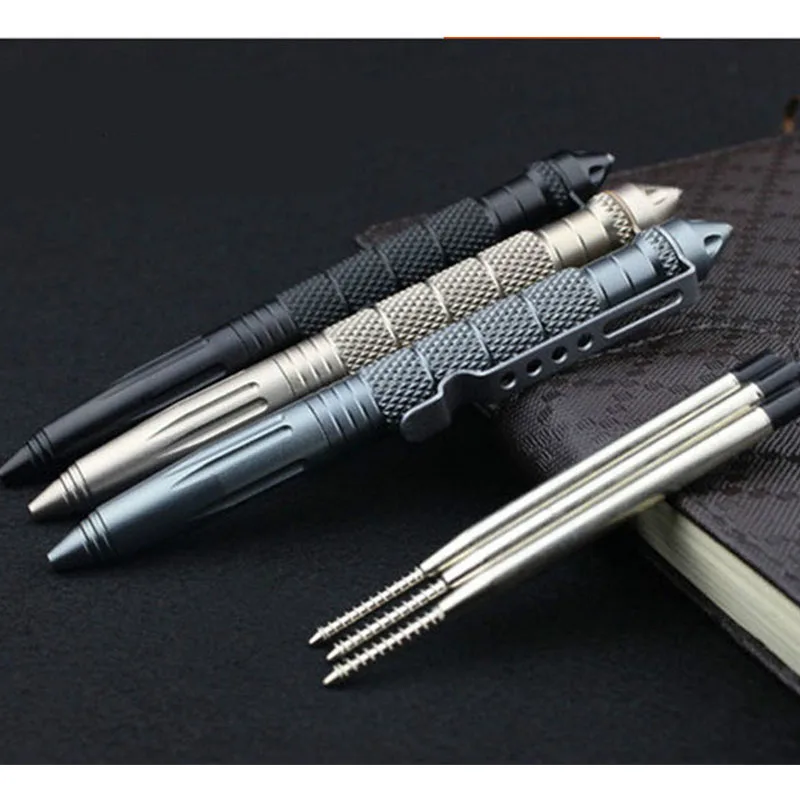 Высокое качество защиты личной тактическая ручка + 5 шт. пополнения Самообороны Ручка инструмент многоцелевого авиации Алюминий