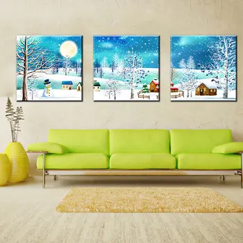 

Christmas Tree Bell Snowman Modern Oil Painting Canvas Painting Art Posters and Prints FAMILY Decoracion Wall Pictures 3pcs/set