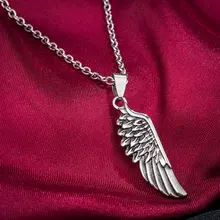 WAWFROK font b 2017 b font Stainless steel Women s Feather Necklace Pendant