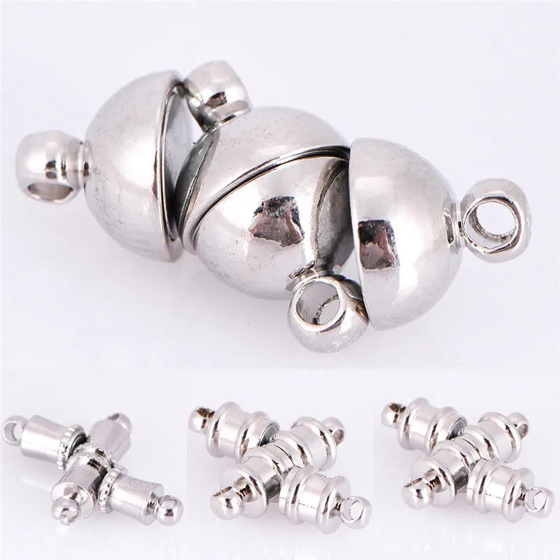 

10Pcs Cylinder Silver Tone With Lobster Claw Clasp Magnetic Clasps For Necklace Bracelet Jewelry