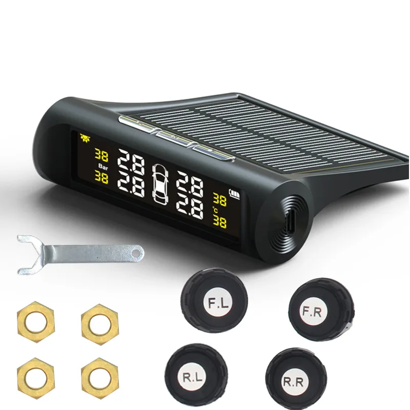 

Car TPMS Tyre Pressure Monitoring System with Solar Power Charging Digital LCD Display Auto Tire Pressure Security Alarm Systems