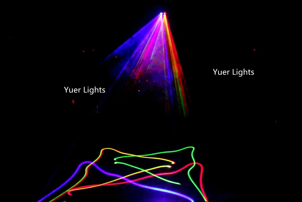 Yuer 4 глаза лазерные огни 580 МВт RGB 3 цвета 9 Канал DMX лазерный проектор 128 виды узоров для диско-баров