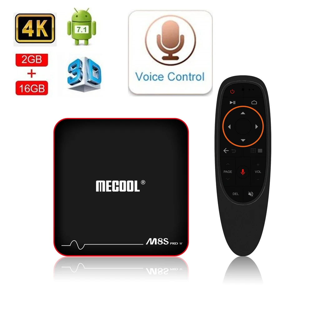 Google Smart tv Box M8S Pro 2G 16G Smart BOX Android 7,14 K HD 3D Голосовое управление Amlogic S905W WiFi приставка