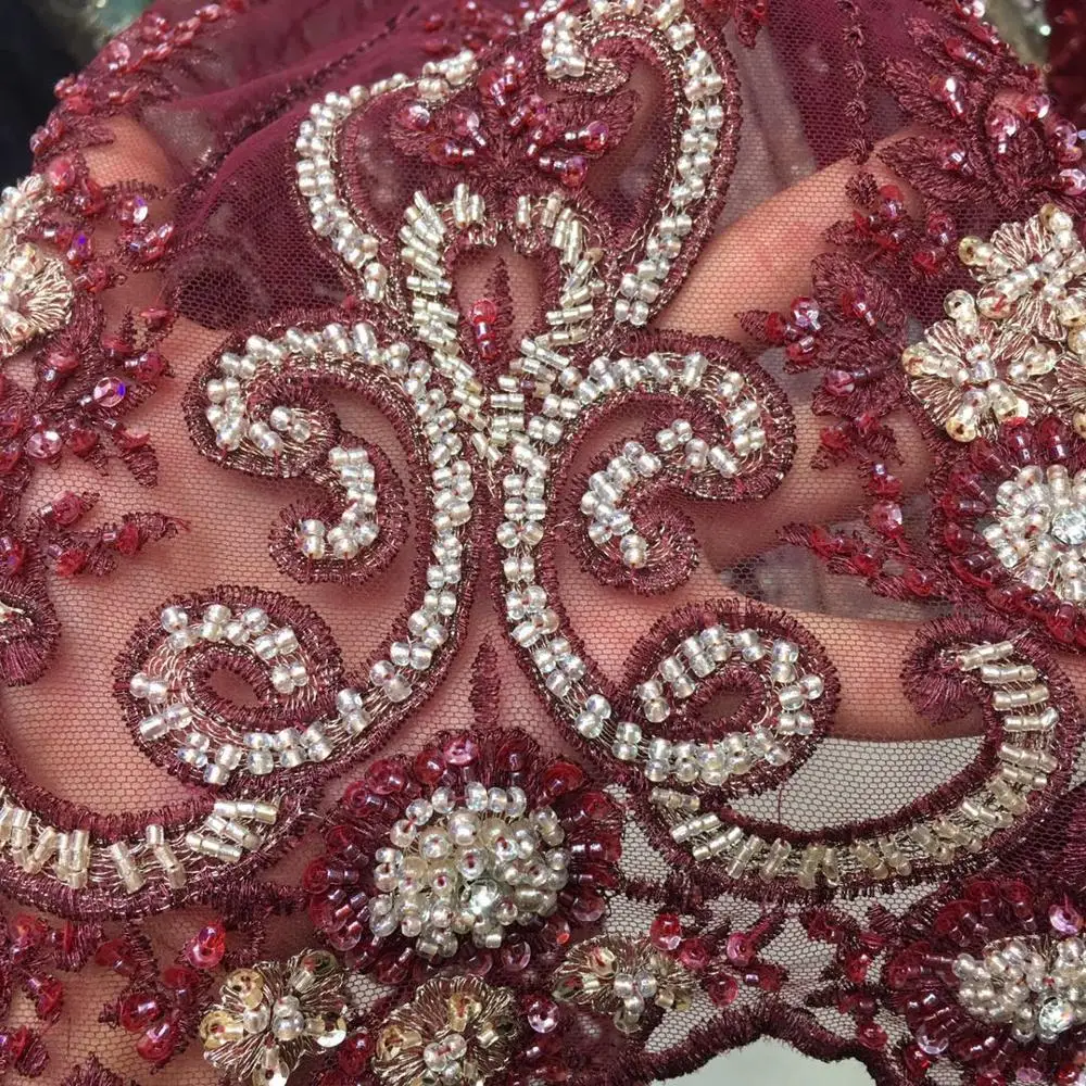 Cheap High-end hand embroidery decorative colorful beads sequins Africa Nigeria lace French tulle wedding dress skirt 5 yards 3 Cheap High-end hand embroidery decorative colorful beads sequins Africa Nigeria lace French tulle wedding dress skirt 5 yards 3