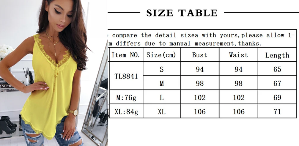 Women Summer Polyester Sleeveless Lace Mesh Loose Vest V-Neck Cami Soft Tank Top - Цвет: Цвет: желтый