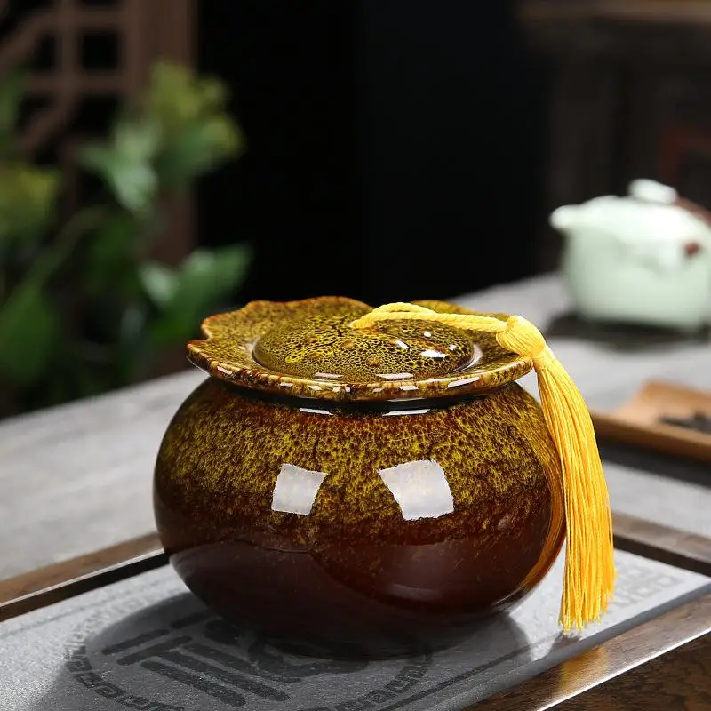 Элегантный Чай коробка Керамика хранение чая Китайский Лотос с цветочным принтом Чай кэдди для Кофе порошок Организатор банок Чай ware 11 Стиль - Цвет: 2