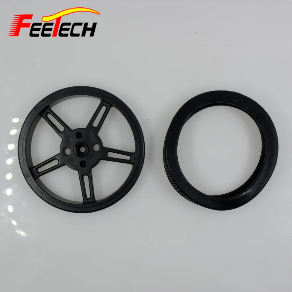 10 pcs FEETECH Black Wheel for FT-DC-130D Gear Box Motor , Robot Platform Wheel (2)