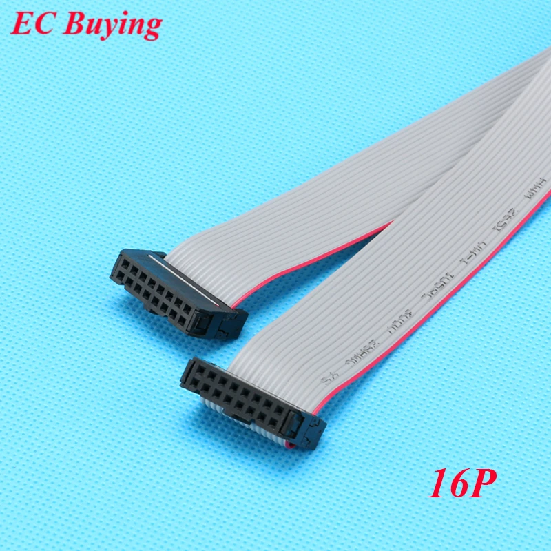 

FC-16P 2.54mm Pitch JTAG AVR Download Cable Wire Connector Gray Flat Ribbon Data Cable 2x8 pin 2*8 pin 16Pins 30cm