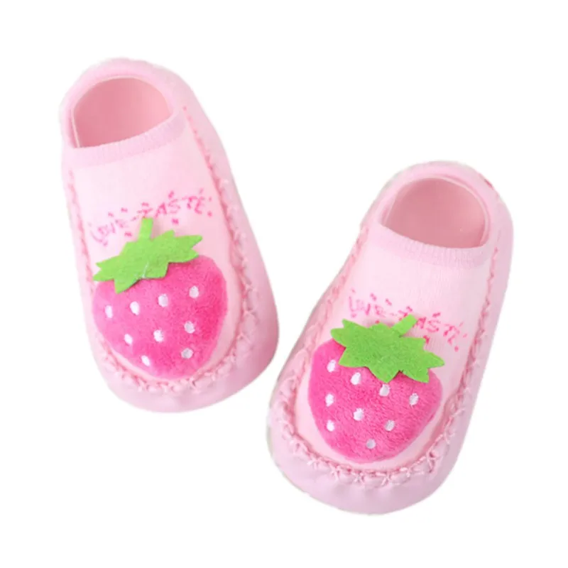 Детская обувь; носки для новорожденных мальчиков и девочек; стильные Нескользящие мягкие хлопковые Мокасины из искусственной кожи с изображением арбуза, клубники, груши - Цвет: p