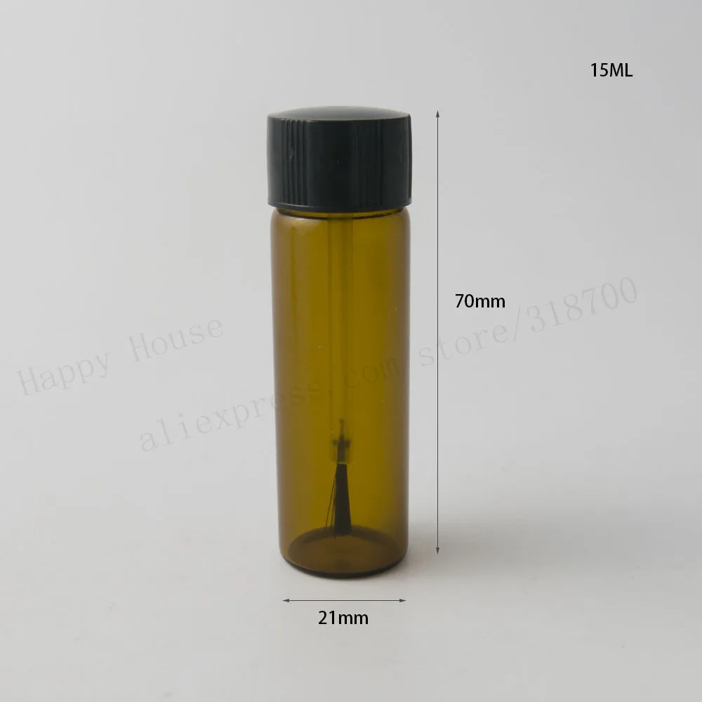 Новое поступление! 100x7 мл 10 мл 15 мл милые ясно Amber Стекло Лаки для ногтей Бутылочки с черными крышками и кисть мини стекло контейнер