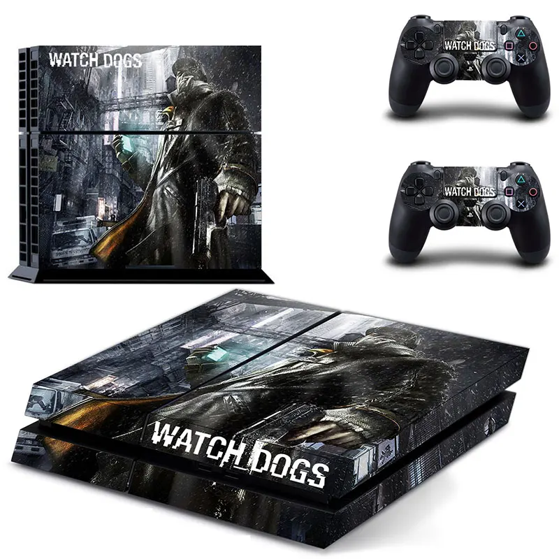 Для Sony Watch Dogs Play Station 4 ps4 наклейка на кожу одна консоль две наклейки геймпады