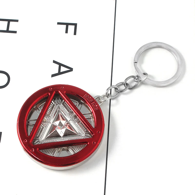 

Hot Movie The Avengers 4 Keyring Iron Man Arc reactor Keychain Red Triangle Disc Pendant Man Car Woman Bag Jewelry