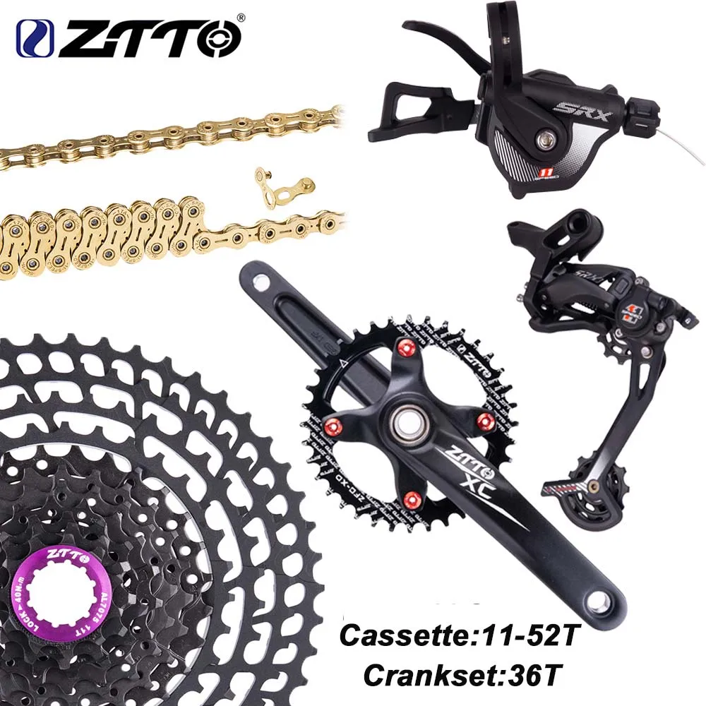 ZTTO 11 speed Groupset задний переключатель переключения коленей Chain11-50T/52 T кассета Сверхлегкий набор группы свободного хода VS M8000 M7000 - Цвет: 36T-52T SLR2 Black