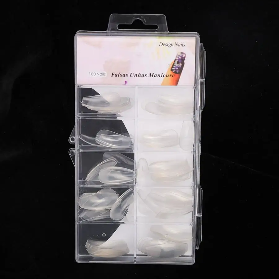 100Pcs Professional Natural False Nail Art Tips UV Gel Practice Fake Artificial Nails Fake Nail Tips