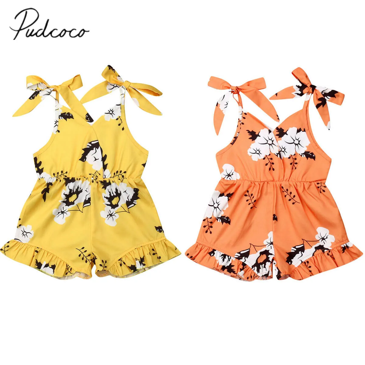 

2019 Baby Summer Clothing 1-7Y Toddler Baby Girl Romper Overalls Outfits Flower Sleeveless Belt Jumpsuit Playsuit Casual Clothes