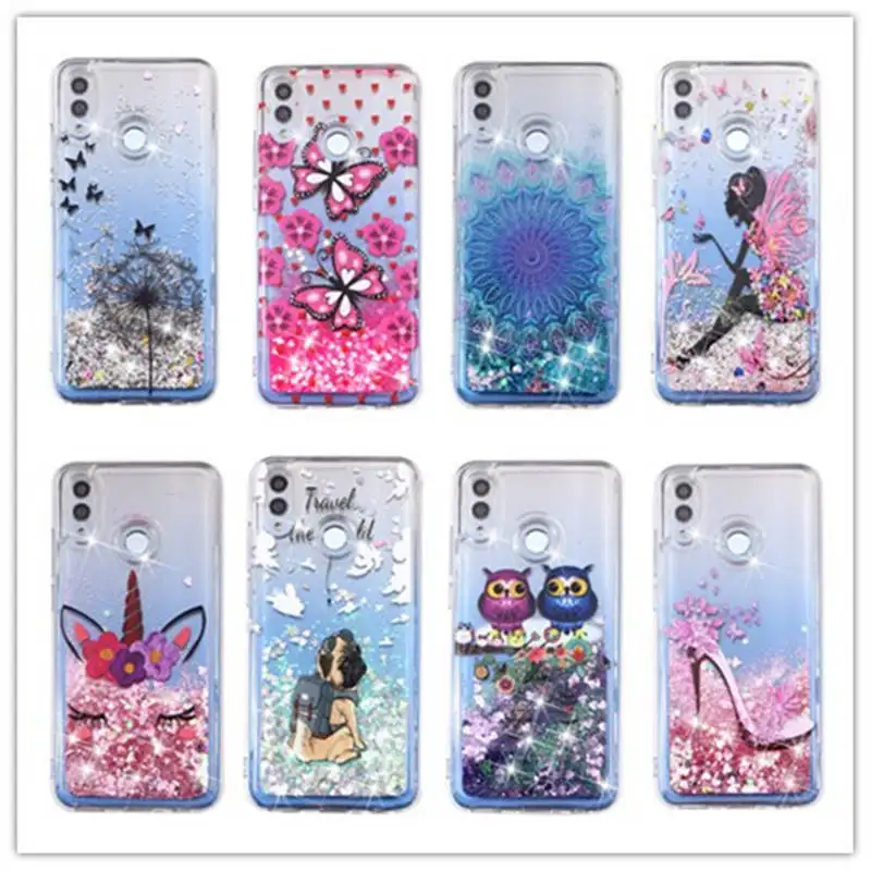 

Glitter Dynamic Liquid Case For Huawei P Smart 2019 Cover For Huawei Honor 10 Lite Quicksand cases For Honor V20 coque Honor 8X