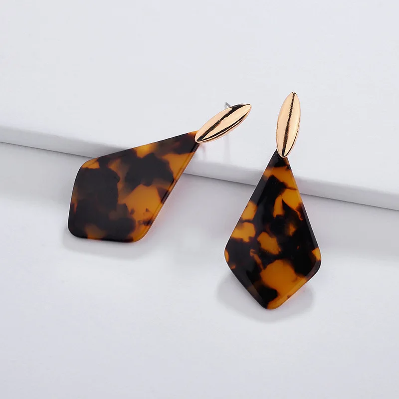 

Hot Sale Geometric Water Drop Shape Tortoiseshell Leopard Print Marble Acrylic Drop Dangle Statement Earrings