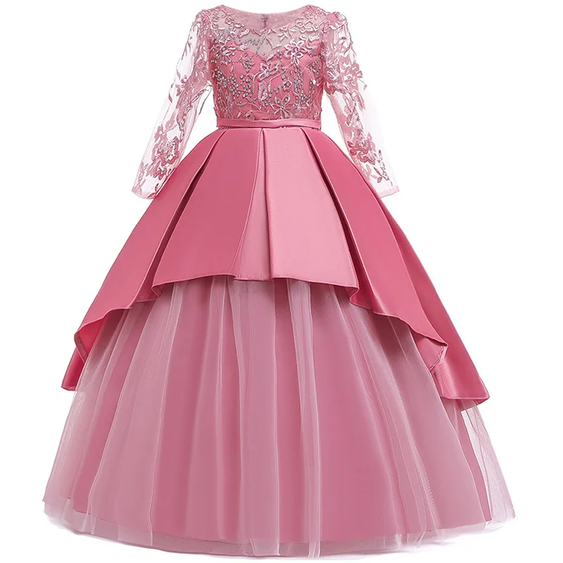 

Girl Princess Party Banquet Wedding Bridesmaid with Pearl Dresses Girl Birthday Party Campus Performance Banquet Party Dresses