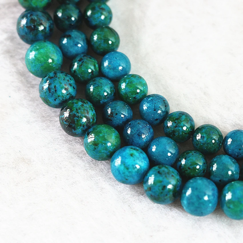 

Newly chrysocolla stone round shape fashion diy high grade Jewelry making findings 15inch B499