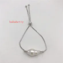 Натуральный пресноводный 11X22 мм белый фиолетовый неровный жемчуг браслет Регулируемая длина