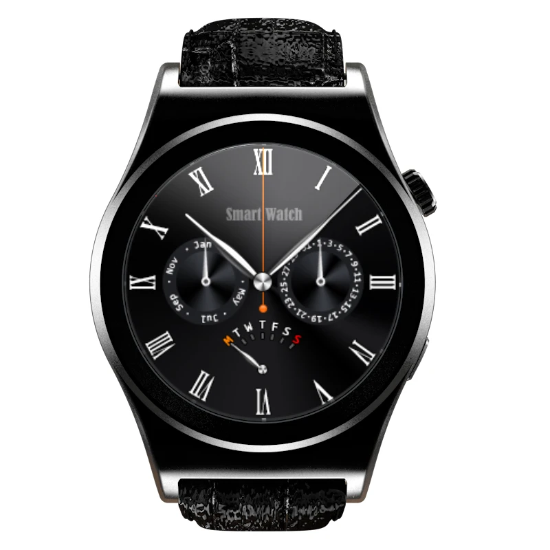 2016 X10 Fullly Round Smart Watch Heart Rate Monitor Bluetooth 4 0 Real Leather font b
