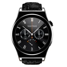 2016X10 Satt Runde Smart Uhr Pulsmesser Bluetooth 4,0 Echt Leder Smartwatch Arabisch Türkisch Reloj Inteligente